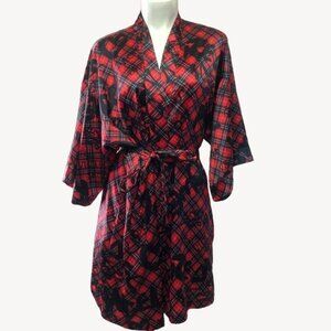 Victoria's Secret Red & Black Satin Kimono Robe Size XS/S